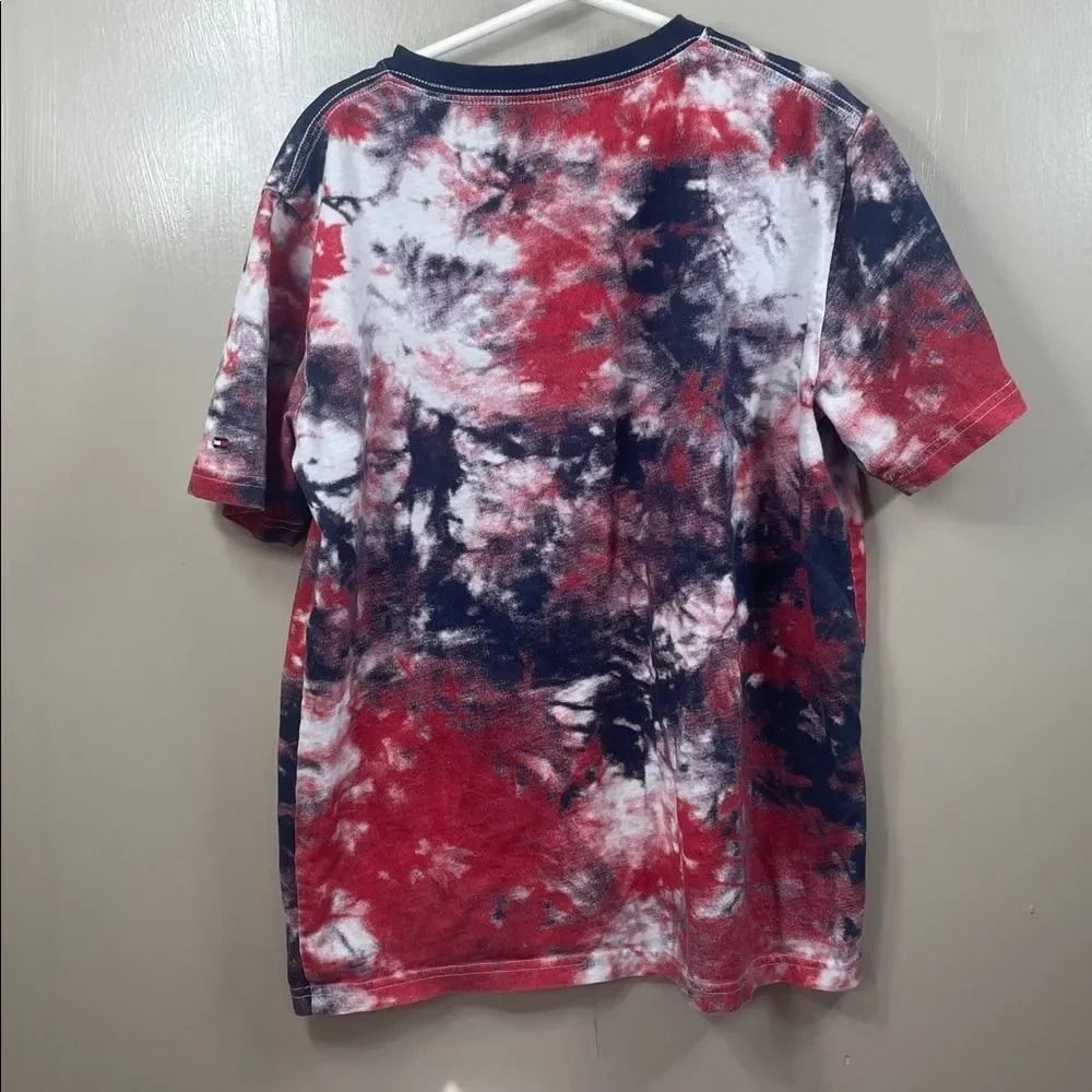 Tommy Hilfiger Kids Tie Dye T Shirt‎ Red Blue White M 12 14 Short Sleeve Tee